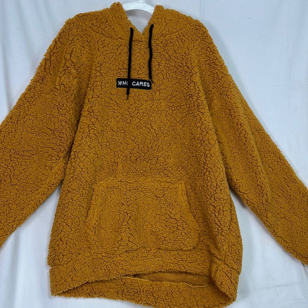 #0951 Order Plus `Who Cares’ Fluffy Mustard Jacket | Size: XL